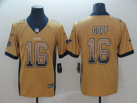 Men's Los Angeles Rams Jared Goff #16 Yellow Player Game Jersey