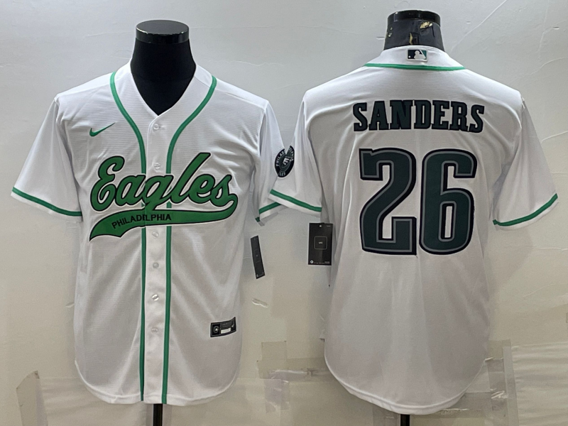 Men's Philadelphia Eagles Miles Sanders #26 White Game Jersey Joint Edition