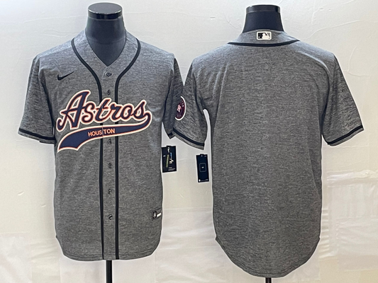 Men's Houston Astros Gray Joint Edition Replica Blank Jersey