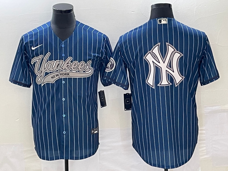 Men's New York Yankees Blue Replica Player Jersey Joint Edition