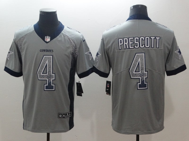 Men's Dallas Cowboys Dak Prescott #4 Gray Authentic Game Jersey