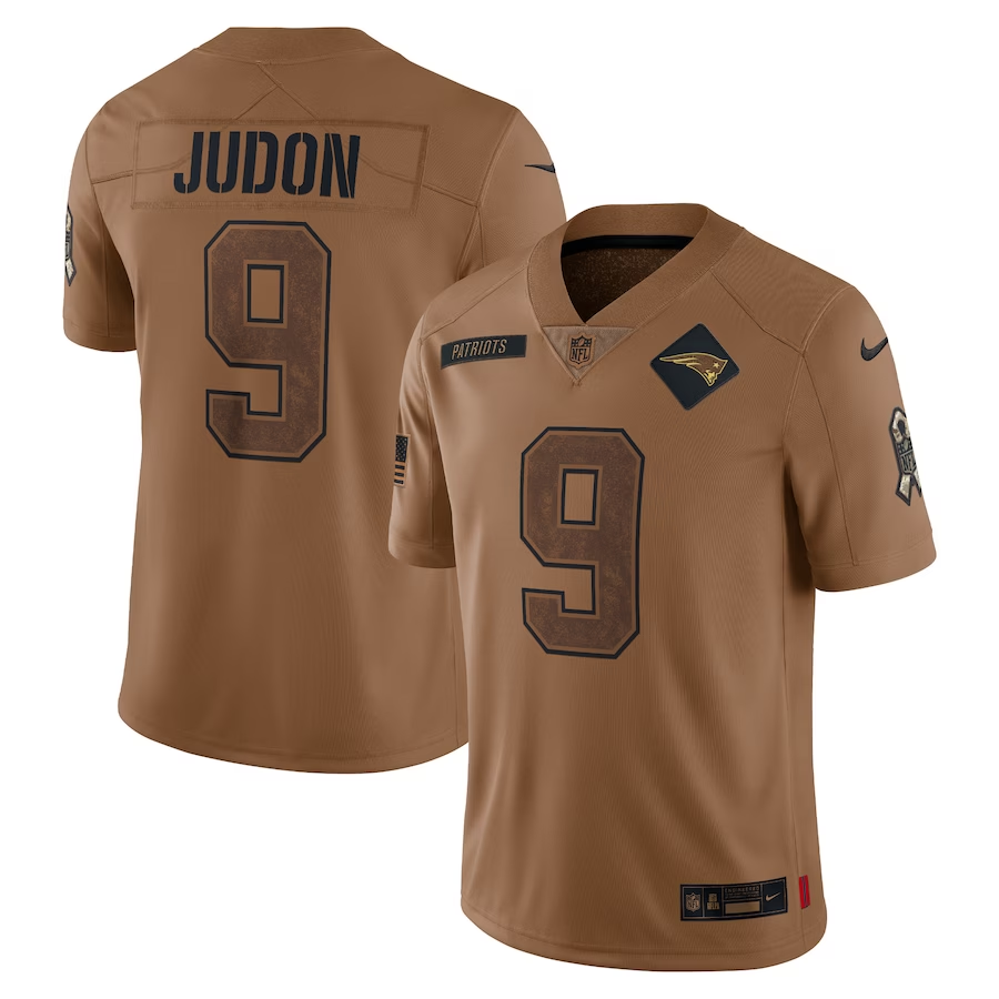 Men's New England Patriots Matthew Judon #9 Brown 2023 Salute To Service Limited Jersey