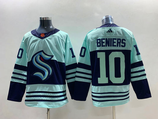 Men's Seattle Kraken Matty Beniers #10 Teal Reverse Retro 2.0 Authentic Player Jersey