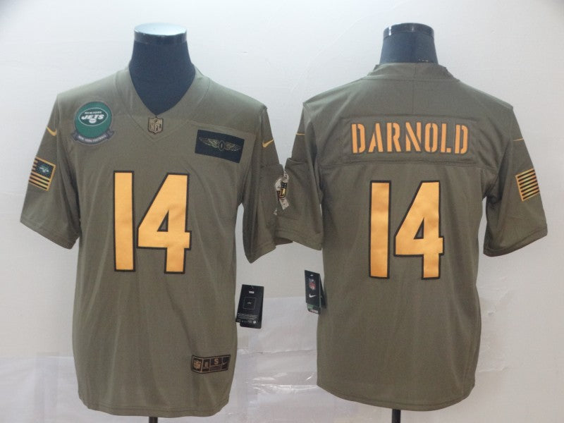 Men's New York Jets Sam Darnold #14 Brown Game Jersey