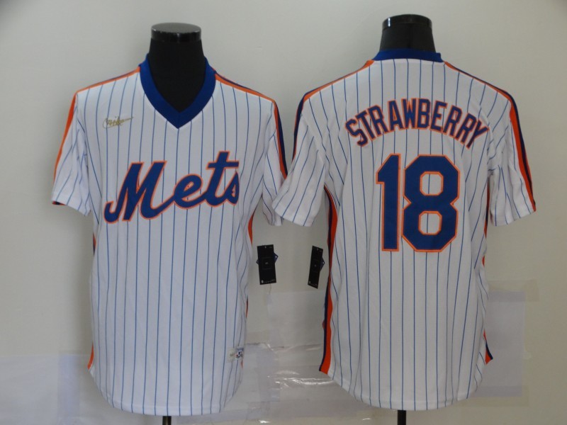 Men's New York Mets Darryl Strawberry #18 White Stitched Jersey