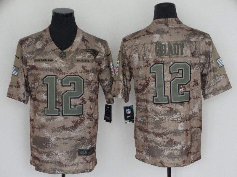 Men's New England Patriots Tom Brady #12 Camouflage Game Jersey