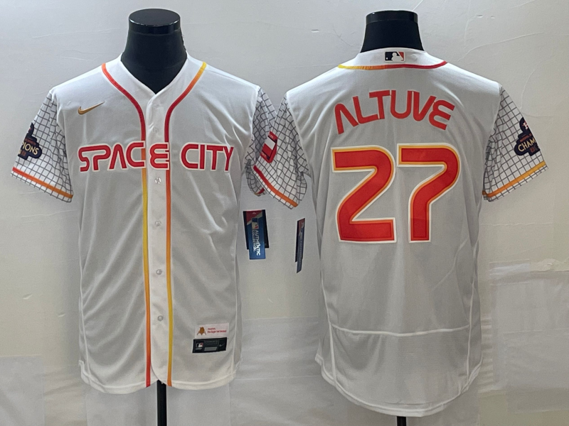 Men's Houston Astros Jose Altuve #27 White City Connect Replica Player Jersey