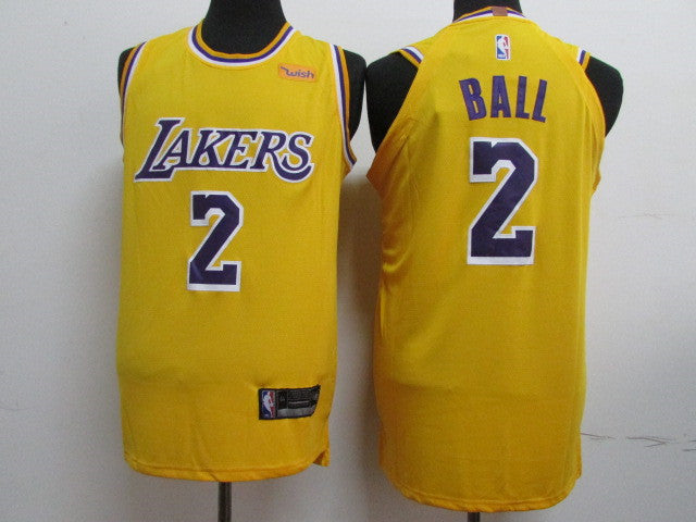 Men's Los Angeles Lakers Lonzo Ball #2 Yellow Jersey