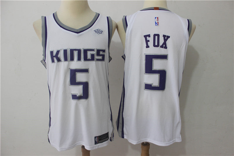 Men's Sacramento Kings De'Aaron Fox #5 NBA White Player Replica Jersey