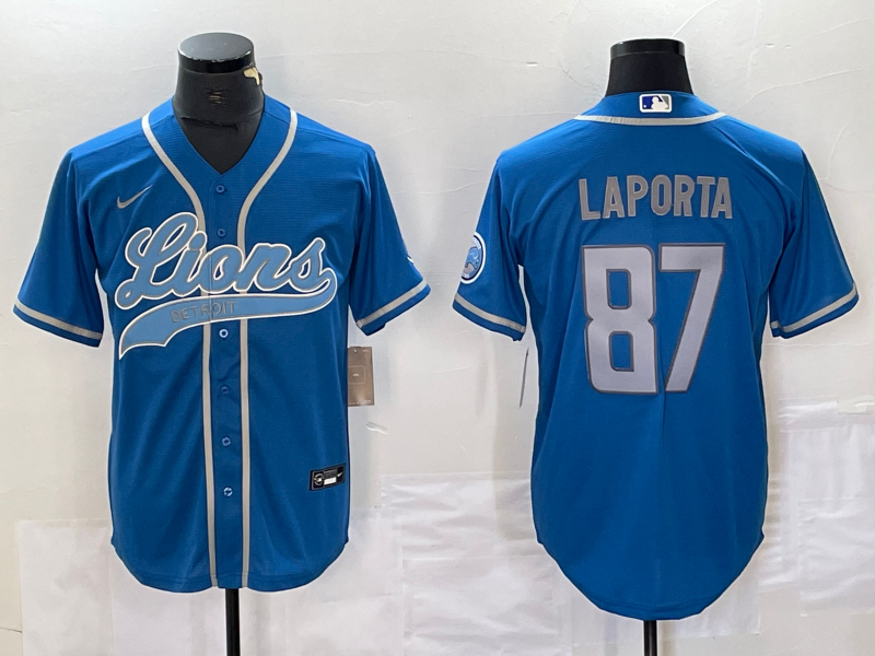 Men's Detroit Lions Sam LaPorta #87 Blue Player Jersey Joint Edition