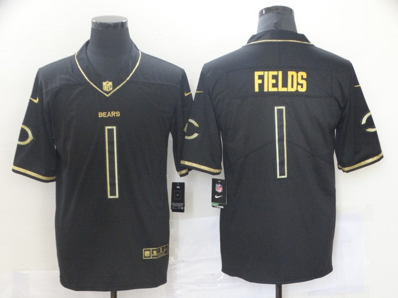 Men's Chicago Bears Justin Fields #1 Black Game Player Jersey