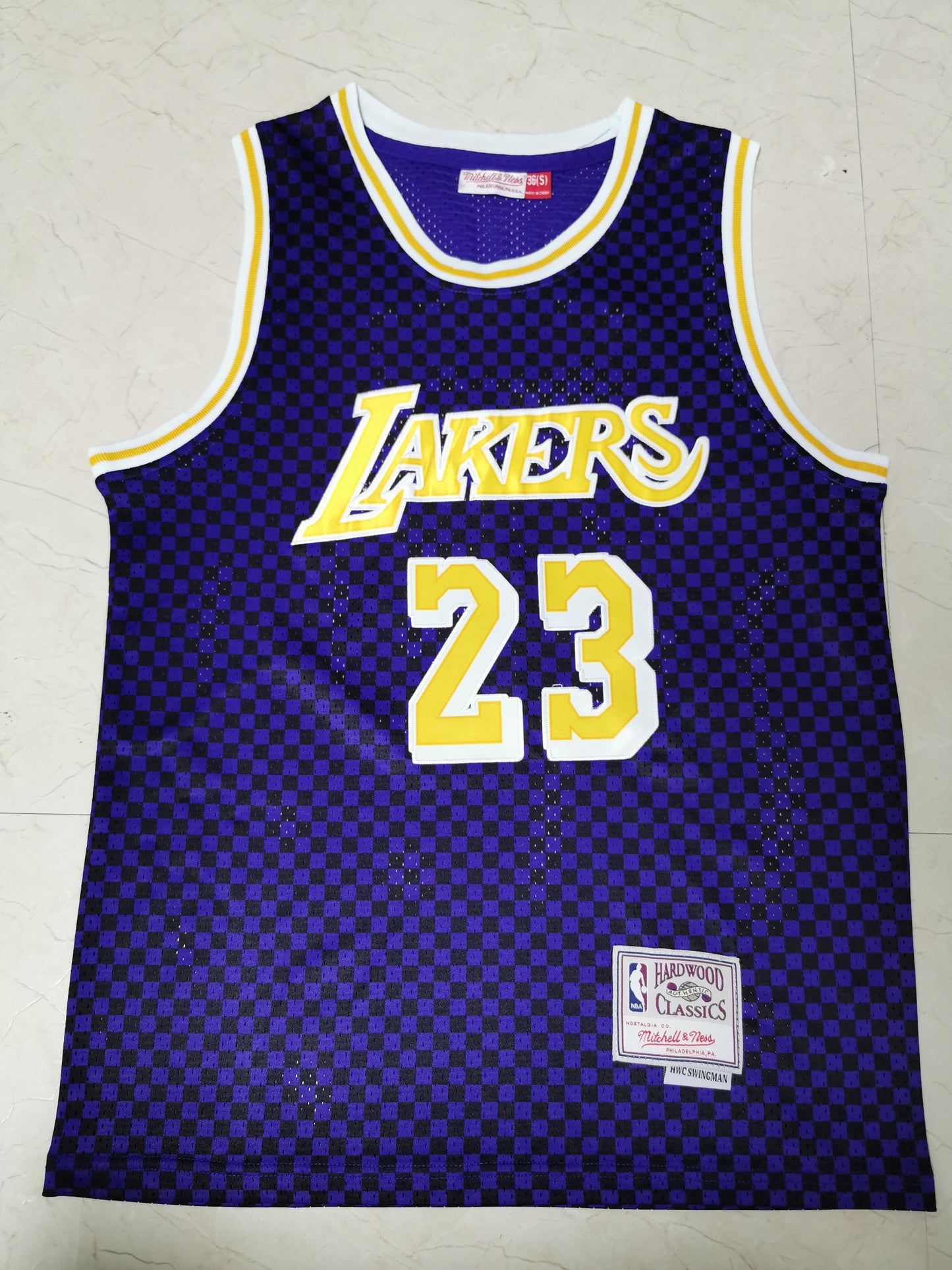 Men's Los Angeles Lakers LeBron James #23 NBA Retro Purple Swingman Jersey