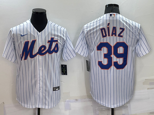 Men's New York Mets Edwin Diaz #39 White Replica Baseball Jersey