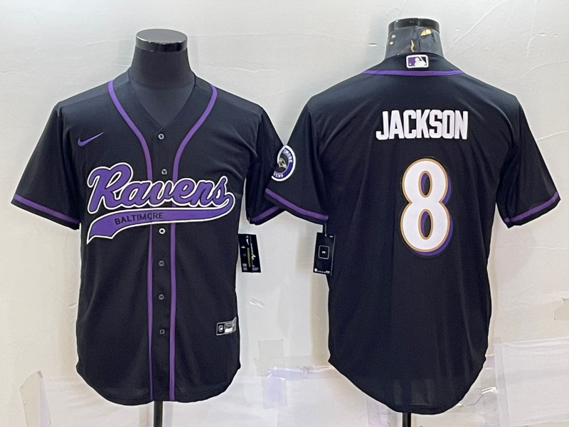 Men's Baltimore Ravens Lamar Jackson #8 Black Game Jersey Joint Edition