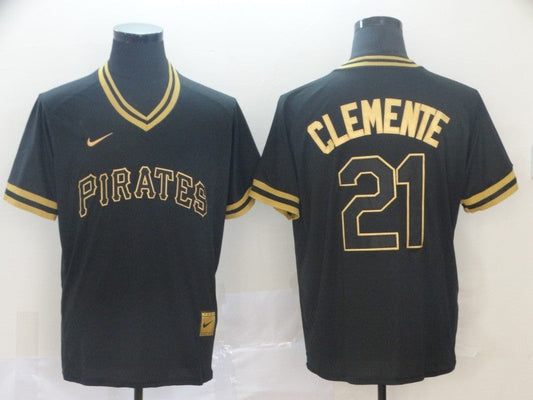 Men's Pittsburgh Pirates Roberto Clemente #21 Black Alternate Game Jersey