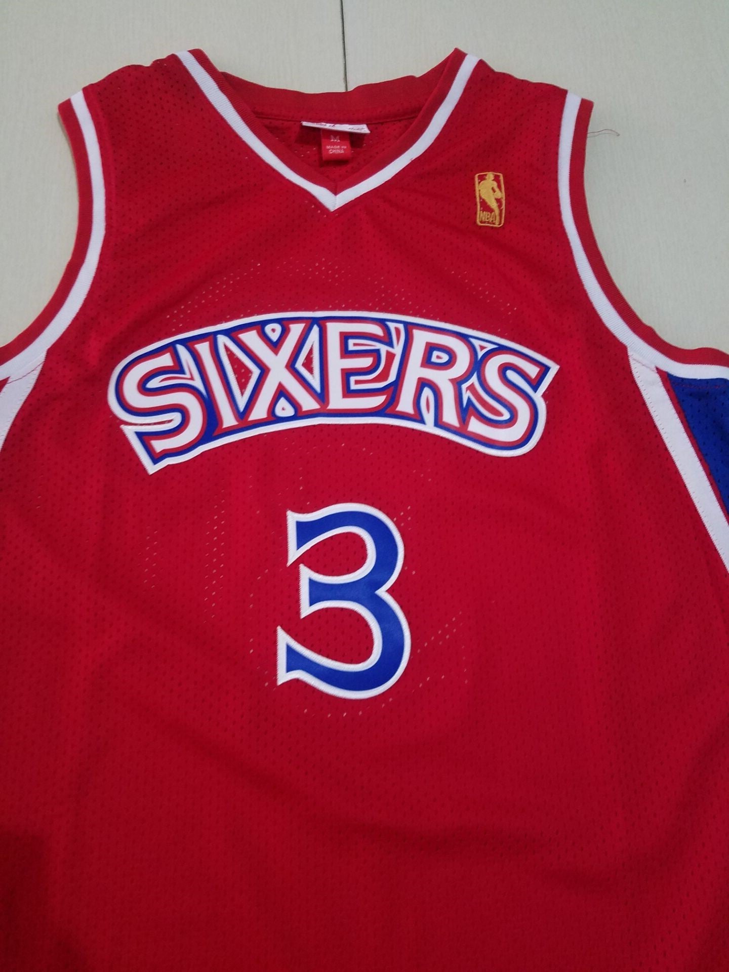 Men's Philadelphia 76ers Allen Iverson Red Hardwood Classics Authentic Jersey