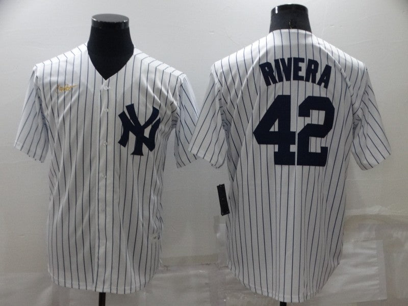 Men's New York Yankees Mariano Rivera #42 White Stitched Jersey