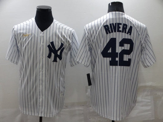 Men's New York Yankees Mariano Rivera #42 White Stitched Jersey