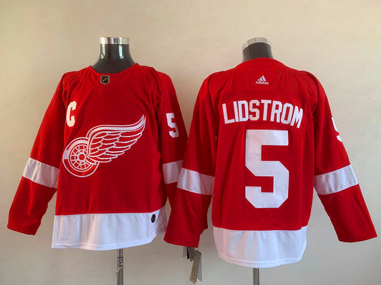 Men's Detroit Red Wings Nicklas Lidstrom Mitchell #5 Red Breakaway Player Jersey