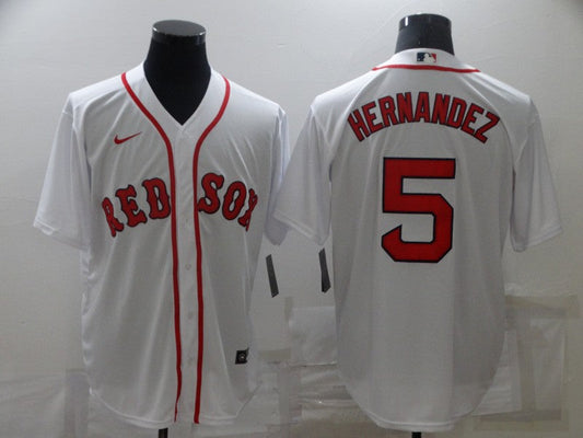 Men's Boston Red Sox Enrique Hernandez #5 White Replica Baseball Jersey