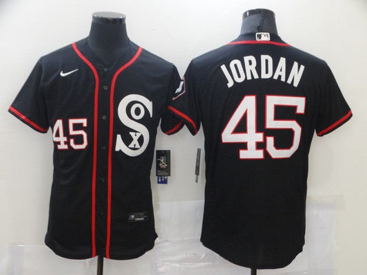 Men's Chicago White Sox Michael Jordan #45 Black Authentic Game Jersey