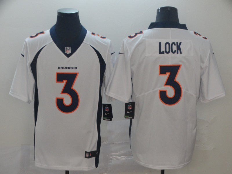 Men's Denver Broncos Drew Lock #3 White Game Jersey