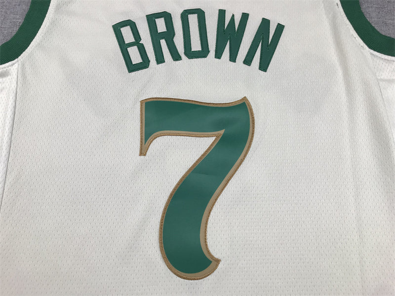 Men's Boston Celtics Jaylen Brown #7 White 2023/24 Swingman Jersey - City Edition