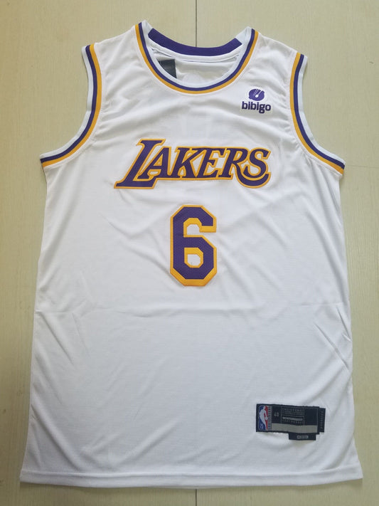 Men's Los Angeles Lakers LeBron James #6 NBA White Jersey