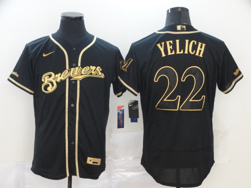 Men's Milwaukee Brewers Christian Yelich #22 MLB Black Player Jersey