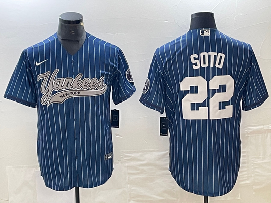 Men's New York Yankees Juan Soto #22 Blue Player Jersey Joint Edition