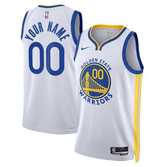 Men's Golden State Warriors White Swingman Custom Jersey - Association Edition