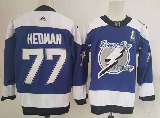 Men's Tampa Bay Lightning Victor Hedman #77 Blue Player Jersey