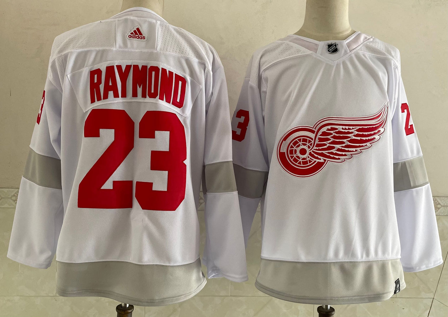 Men's Detroit Red Wings Lucas Raymond #23 White Breakaway Player Jersey