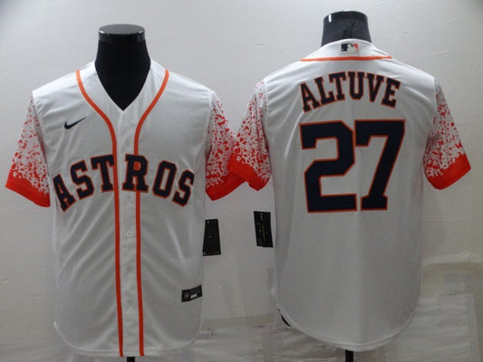 Men's Houston Astros Jose Altuve #27 White Alternate Game Jersey