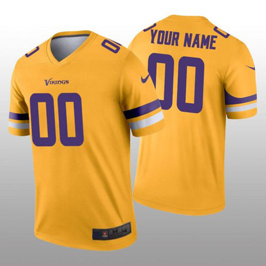 Custom Minnesota Vikings Gold Inverted Legend Jersey Stitched Jerseys Football Jerseys