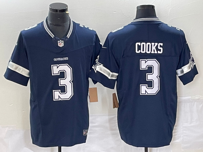 Men's Dallas Cowboys Brandin Cooks #3 Navy Game Jersey