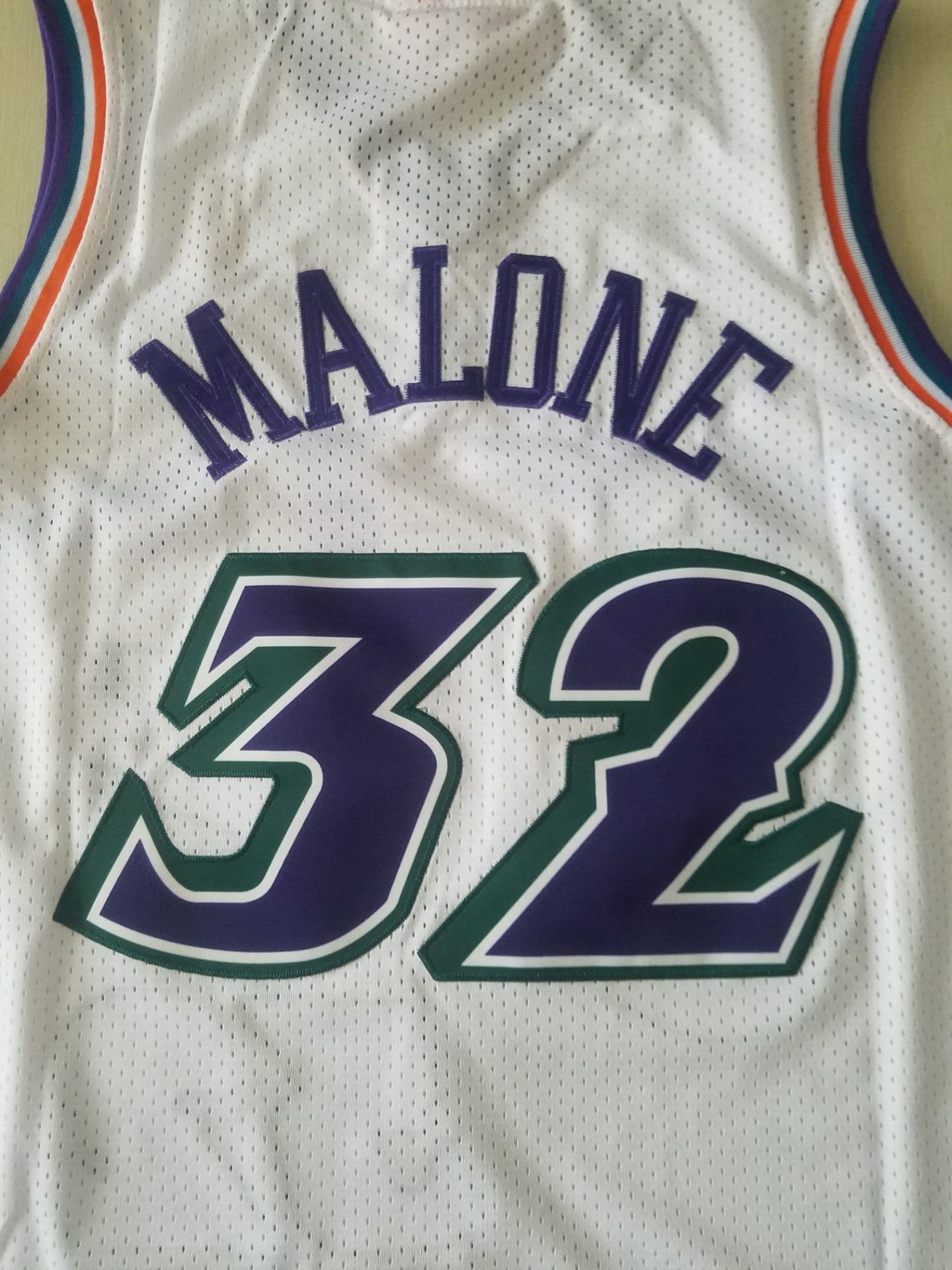 Men's Utah Jazz Karl Malone White 1996-97 Hardwood Classics Swingman Jersey