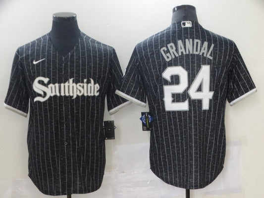 Men's Chicago White Sox Yasmani Grandal #24 Black Replica Baseball Jersey