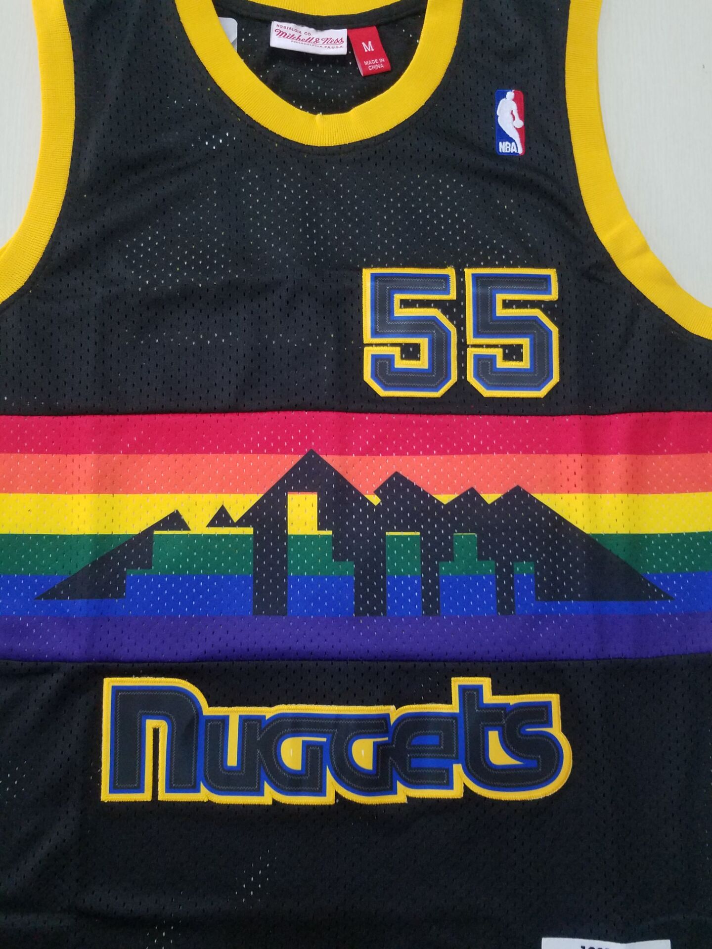 Men's Denver Nuggets Dikembe Mutombo 1991-92 Black Hardwood Classics Swingman Jersey