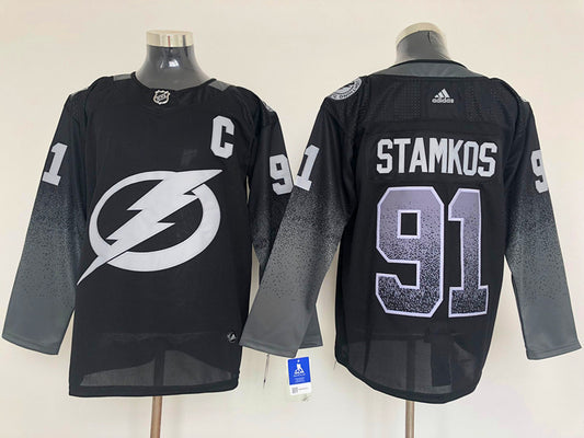 Men's Tampa Bay Lightning Steven Stamkos #91 Black Breakaway Player Jersey