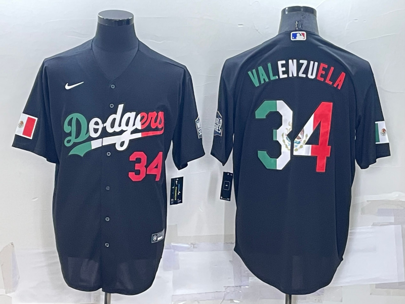 Men's Los Angeles Dodgers Fernando Valenzuela #34 Black Stitched Baseball Jersey