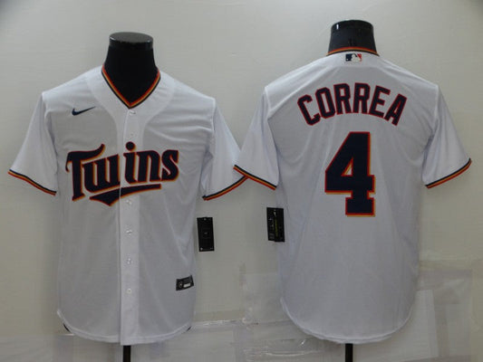 Men's Minnesota Twins Carlos Correa #4 White Replica Baseball Jersey