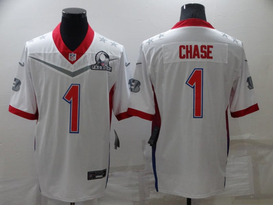 Men's Cincinnati Bengals Ja'Marr Chase #1 White ALL STAR Game Jersey