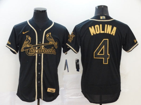 Men's St. Louis Cardinals Yadier Molina #4 Black Stitched Jersey