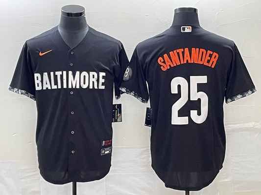 Men's Baltimore Orioles Anthony Santander #25 Black 2023 City Connect Replica Player Jersey