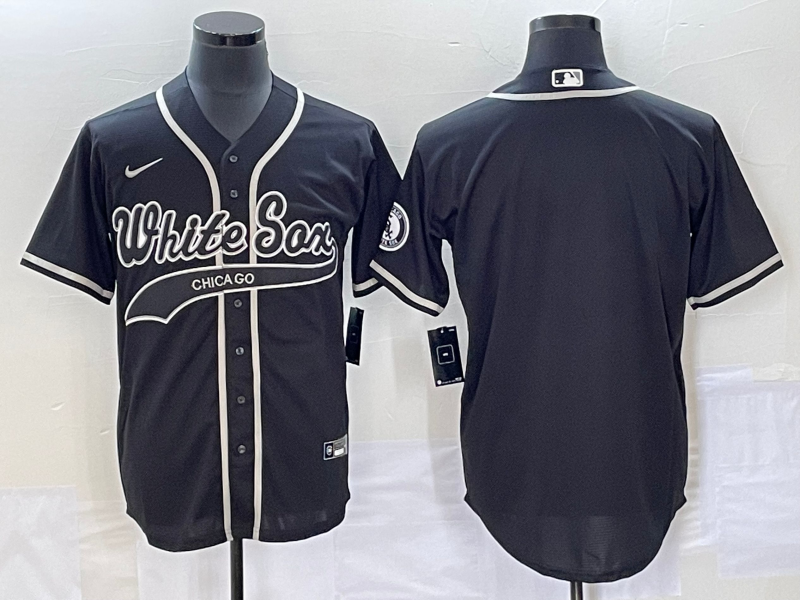 Men's Chicago White Sox Black Replica Blank Jersey Joint Edition