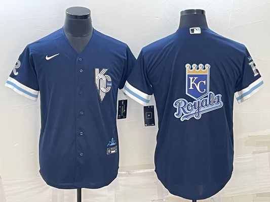 Men's Kansas City Royals Navy Alternate Replica Team Logo Jersey