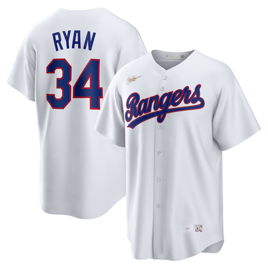 Men's Texas Rangers Nolan Ryan #34 White Home Cooperstown Collection Player Jersey