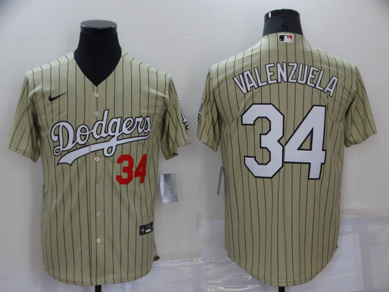 Men's Los Angeles Dodgers Fernando Valenzuela #34 Gold Replica Baseball Jersey