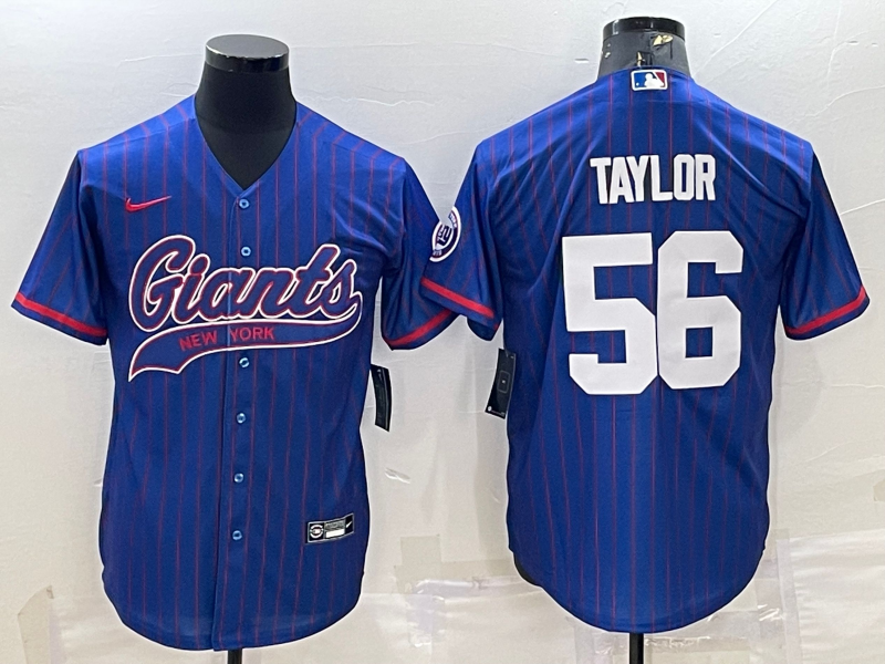 Men's New York Giants Lawrence Taylor #56 Blue Player Jersey Joint Edition